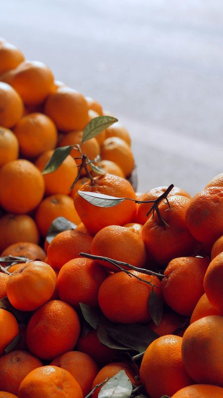 Vibrant display of fresh oranges and tangerines in natural light.